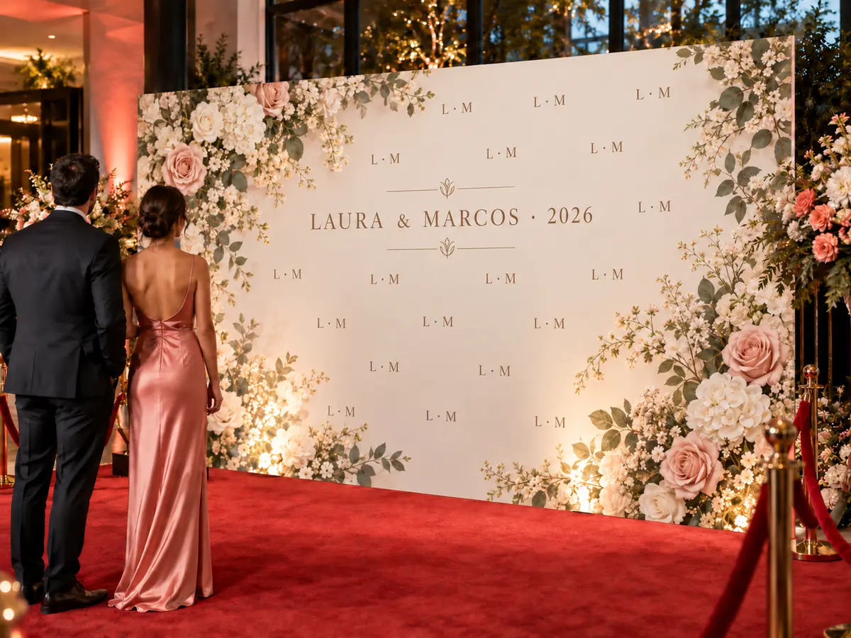 Photocall de gran formato montado en una celebración