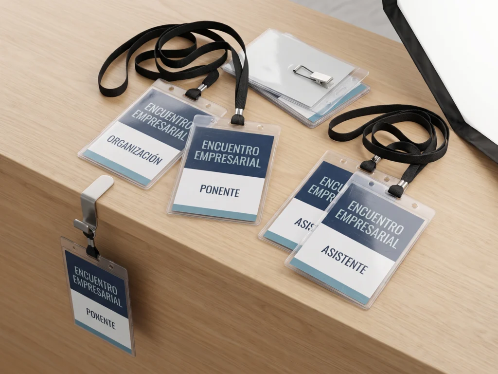 Acreditaciones personalizadas con portacredencial y cordón