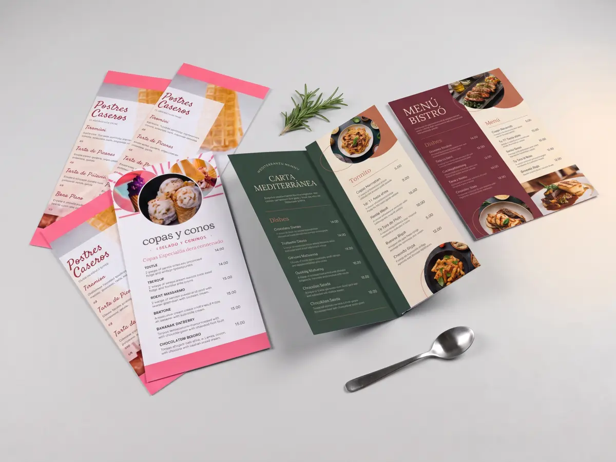Cartas y menús personalizados para bares y restaurantes