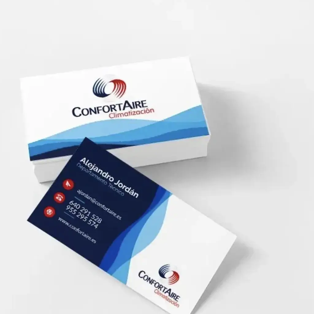 Tarjetas de visita personalizadas impresas en distintos papeles