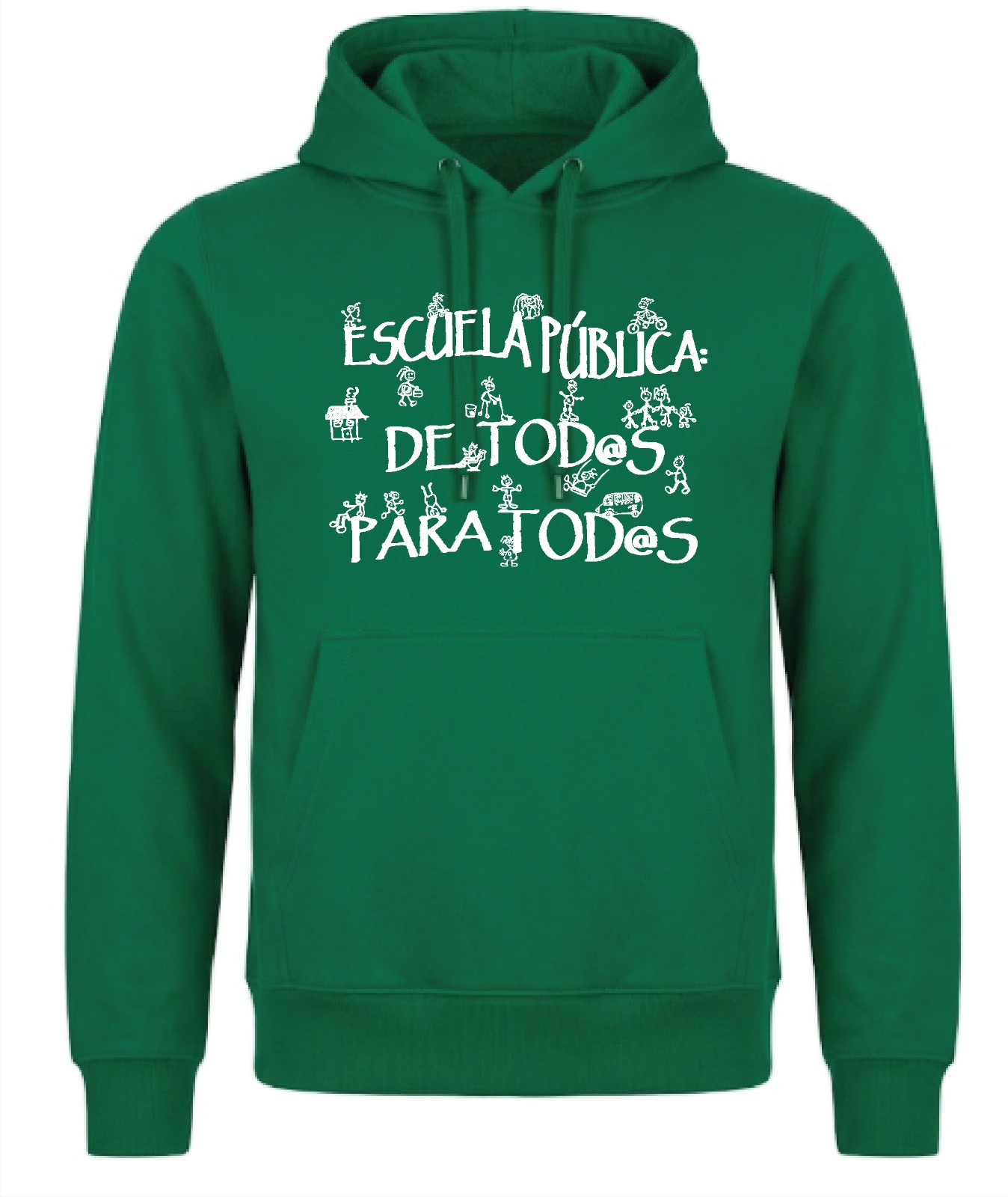 Sudadera con capucha verde botella con diseño Escuela Pública